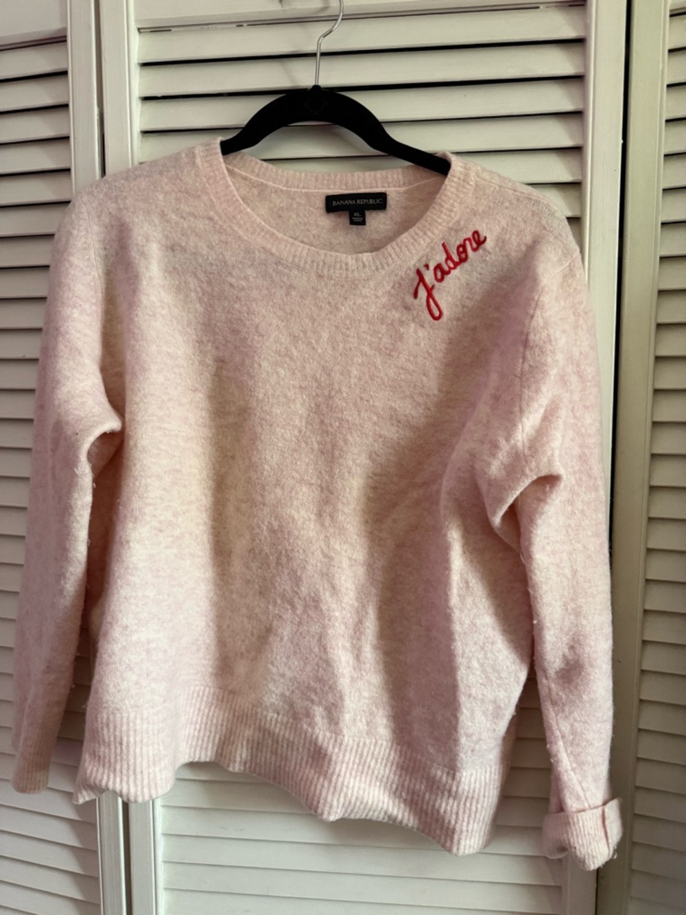 Banana Republic Pale Pink Crewneck Sweater with Red Script